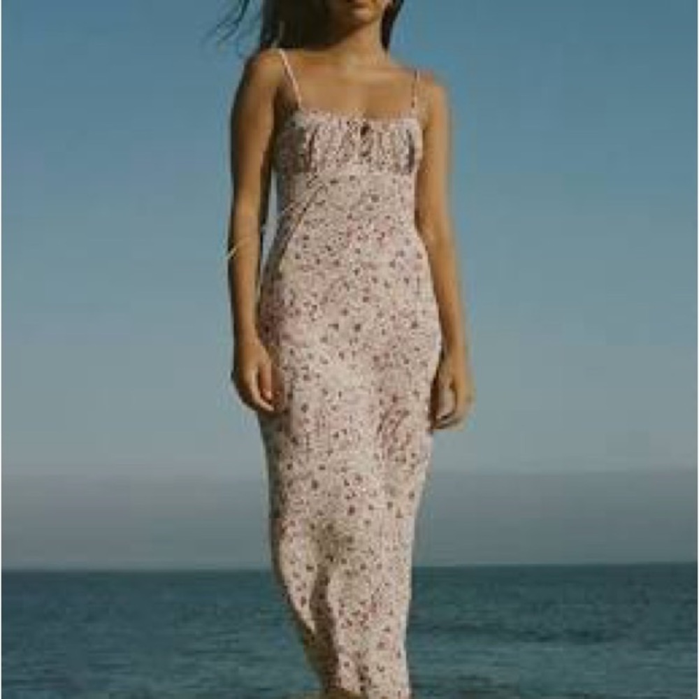 Realisation Par Floral Midi Dress - Cream and Pink